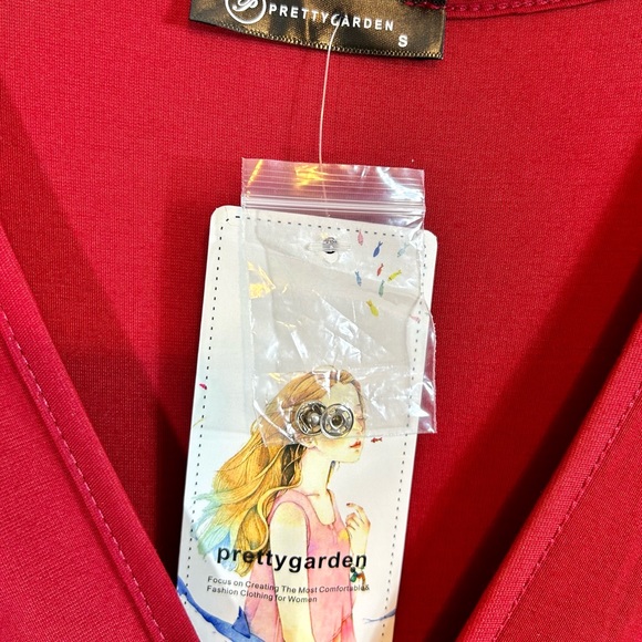 NWT Pretty Garden Red Midi Bodycon Dress / Small - Picture 5 of 11